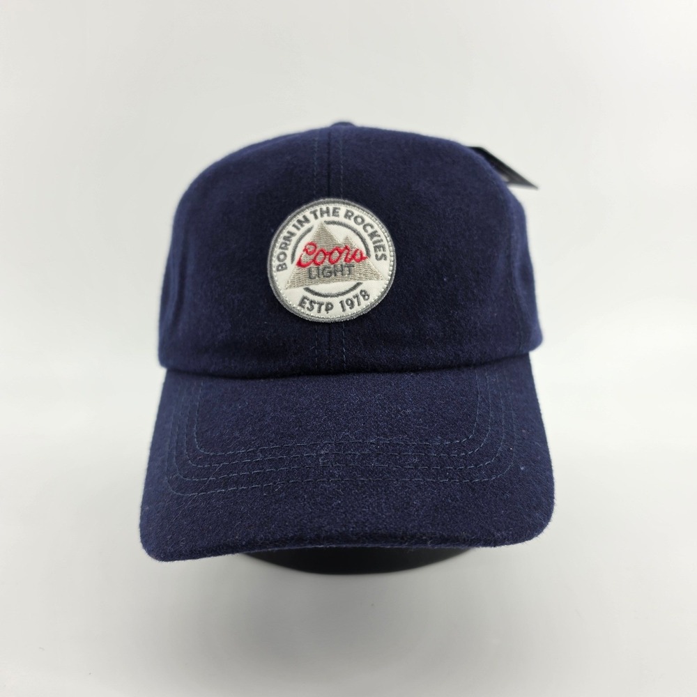 NWT Lucky Brand Coors Light Baseball Hat Navy Wool Blend Leather Strap Cap